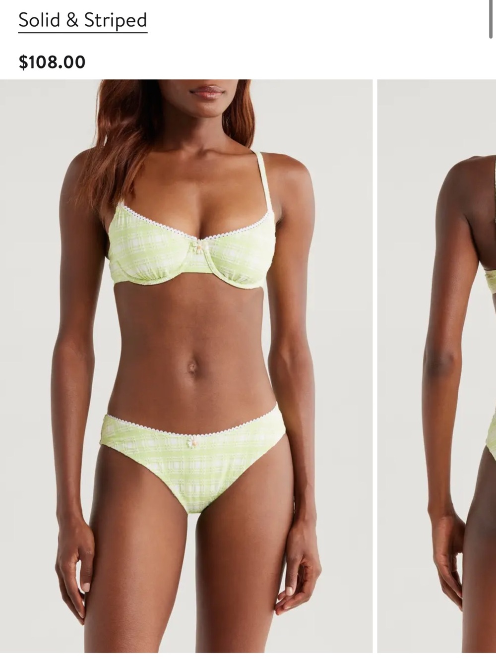 SOLID & STRIPED Daphne Bikini - Spring Match Lime Plaid Underwire Bikini